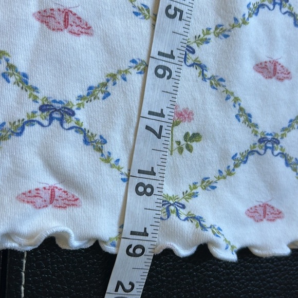 Hill House The Nina Pajama Top in Pastel Trellis White Pink Short Sleeve Sz XS - Picture 11 of 11